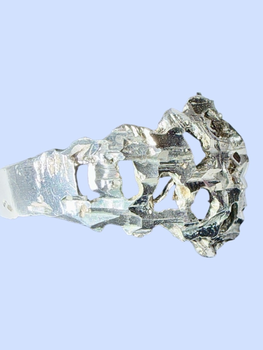 Sterling Silver Ring‎ Organic Freeform Openwork Brutalist Statement Ring Sz. 7.5